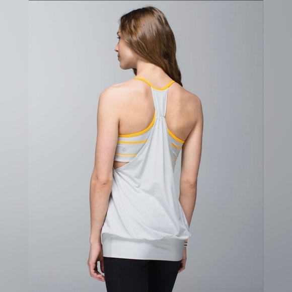 lululemon athletica Tops - Lululemon No Limits Tank Silver Spoon / Pop Stripe Heathered Light Grey
